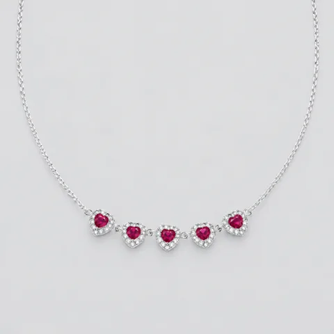 Collana forzatina con cuori in argento 925 – Rubino