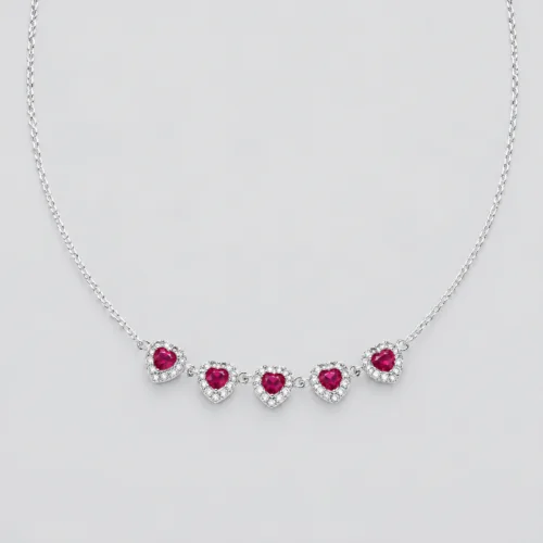 Collana forzatina con cuori in argento 925 – Rubino