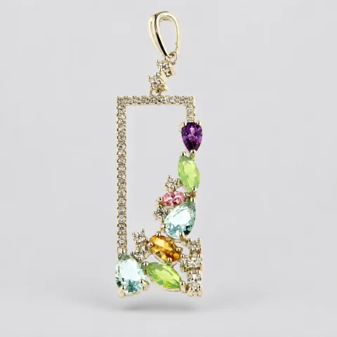 Pendente zirconi pietre in argento 925 – Multicolore