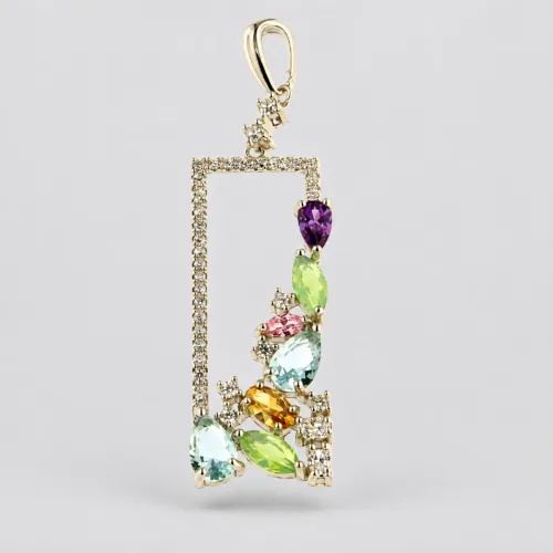 Pendente zirconi pietre in argento 925 – Multicolore