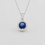 Collana pietra tonda zirconi in argento 925 – Zaffiro