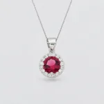 Collana pietra tonda zirconi in argento 925 – Rubino