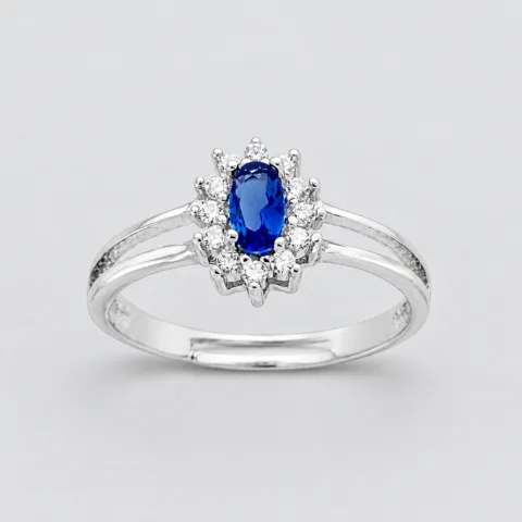 Anello pietra piccolo in argento 925 regolabile – Zaffiro