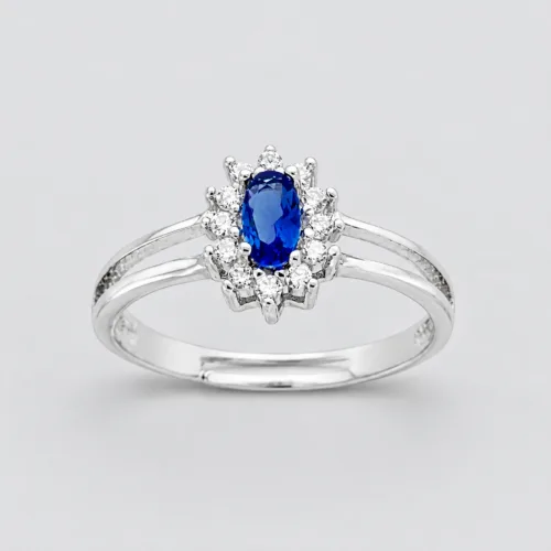 Anello pietra piccolo in argento 925 regolabile – Zaffiro