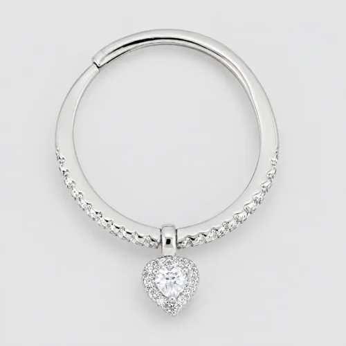 Anello cuore pendente in argento 925 regolabile