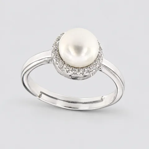 Anello perla zirconi in argento 925