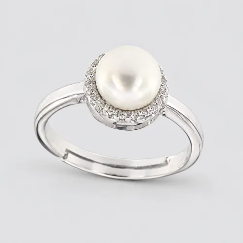 Anello perla zirconi in argento 925