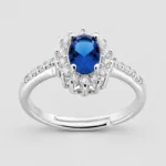 Anello zircone ovale in argento 925 – Zaffiro