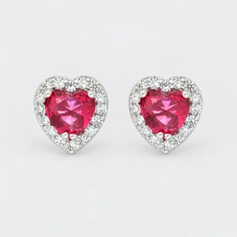 Orecchino cuore pietra piccolo in argento 925 – Rubino