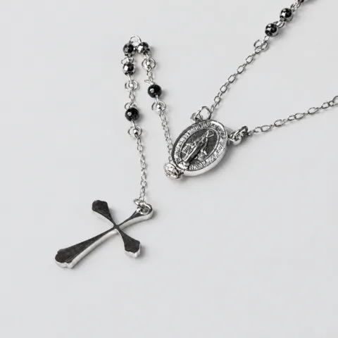 Collana rosario cm 48 in acciaio inox