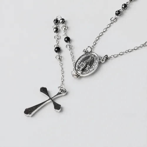 Collana rosario cm 48 in acciaio inox