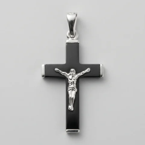 Pendente croce con cristo in argento 925