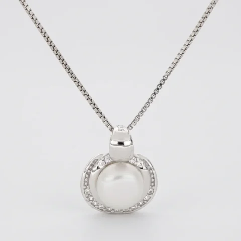 Pendente perla zirconi in argento 925