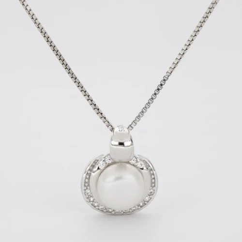 Pendente perla zirconi in argento 925