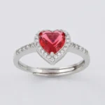 anello cuore pietra in argento 925% regolabile