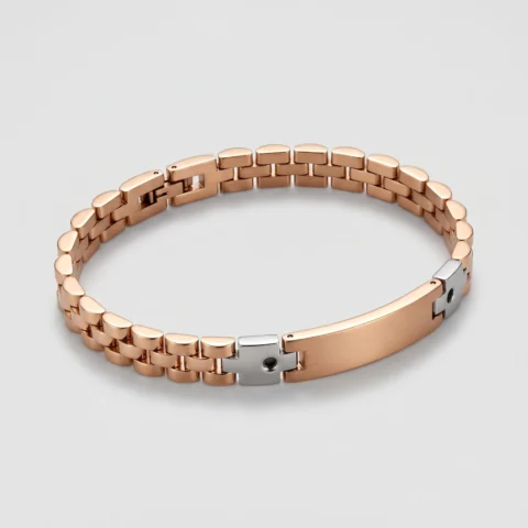 Bracciale uomo targa maglia rolex Acciaio