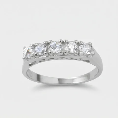 anello 5 pietre 3mm in arg 925% regolabile
