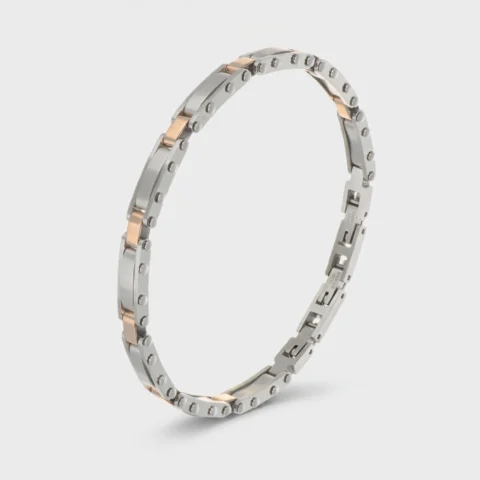 Bracciale acciaio e rosé uomo